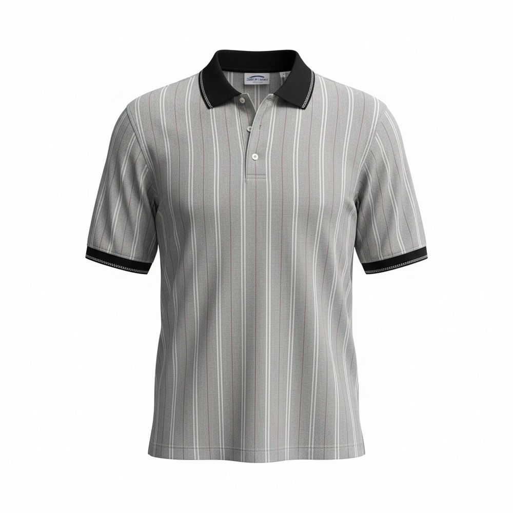 Slazenger Men's Polo with Black Collar and Gray Stripes